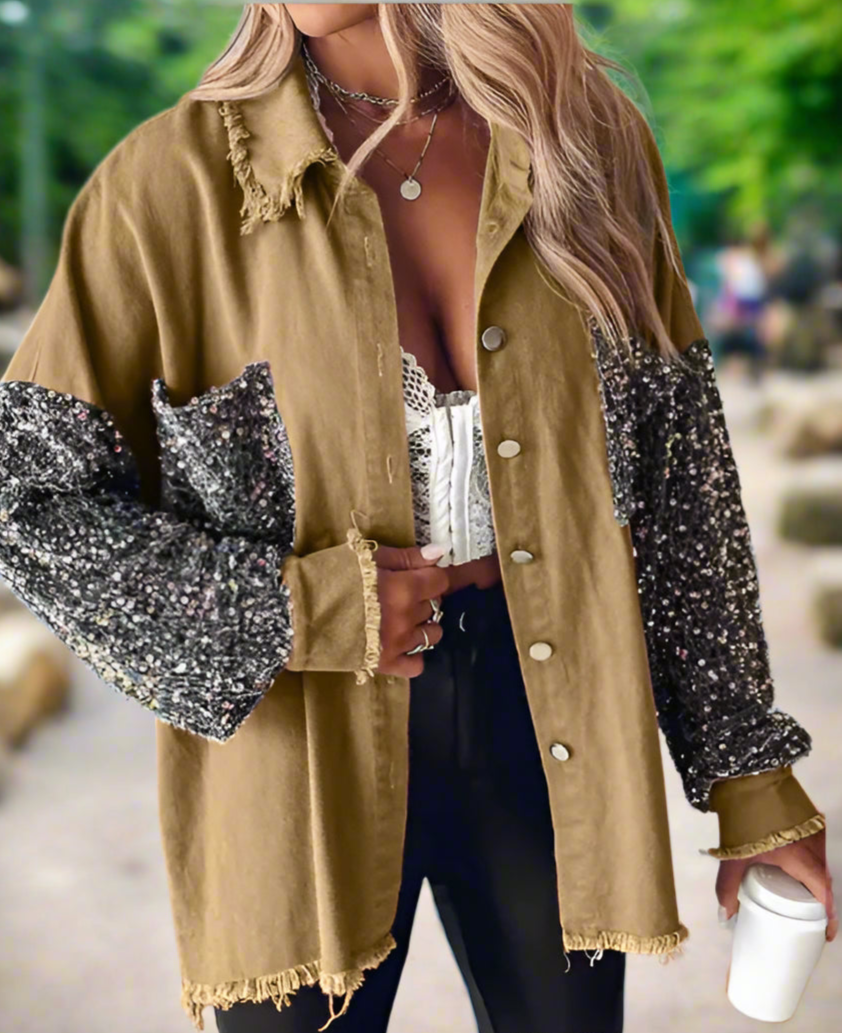 Sequin Sparkle Button Down - Oversized